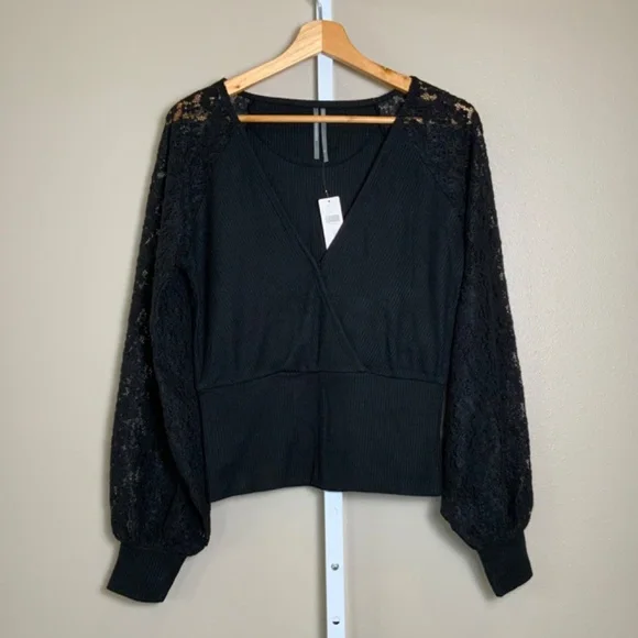 Anthropologie Lace-Sleeve Sweater Top - Picture 8 of 16